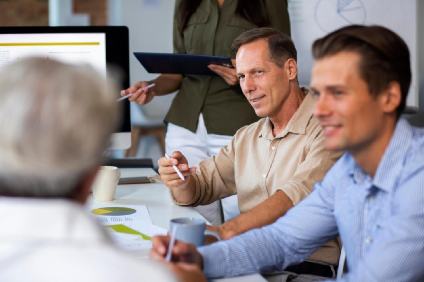 Strategic financial planning session with detailed business metrics review